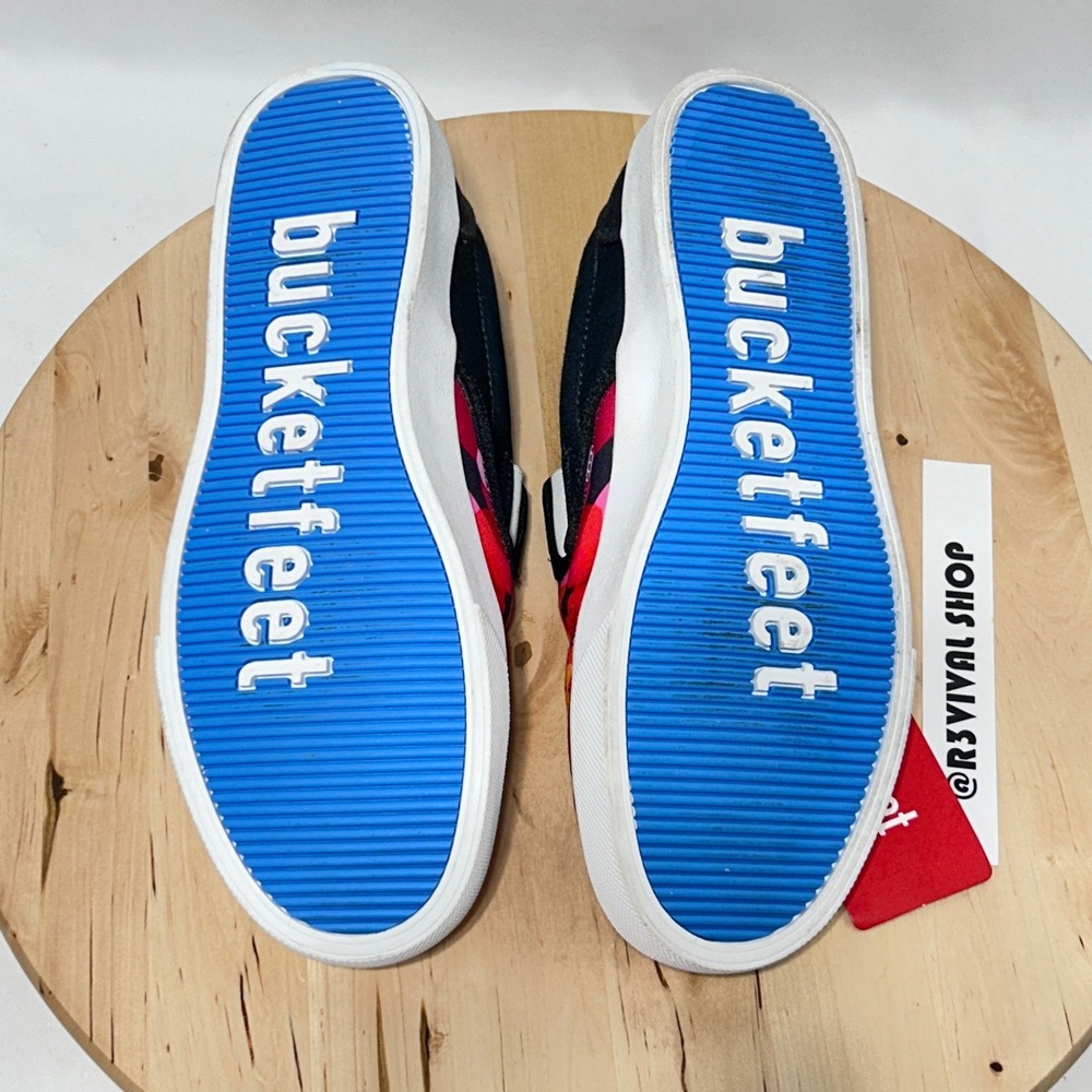 BucketFeet Adult Unisex Multicolor Canvas Slip On Sneakers NWT- W9 & M7.5 - Picture 10 of 11